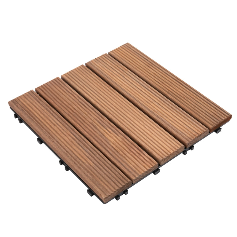 27 Pcs Solid Wood Interlocking Decking Tiles