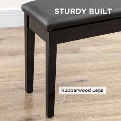 Faux Leather Padded Piano Stool- Black