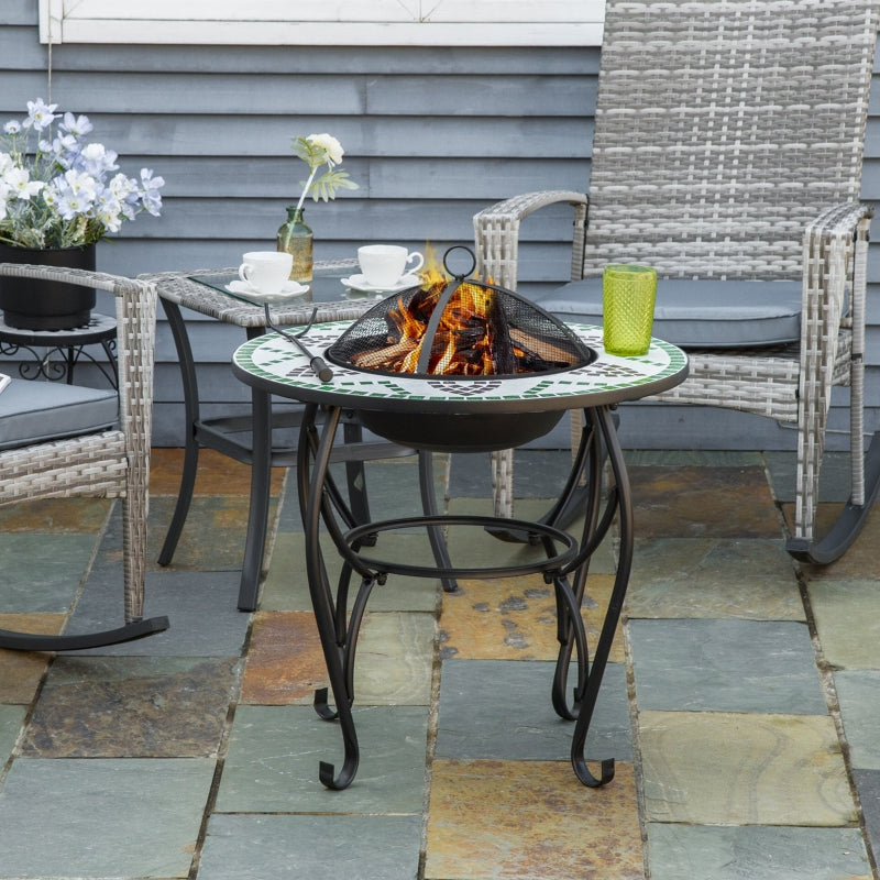 3-in-1 68cm Outdoor Fire Pit, Garden Table