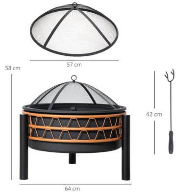 61cm Outdoor Fire Pit, Black