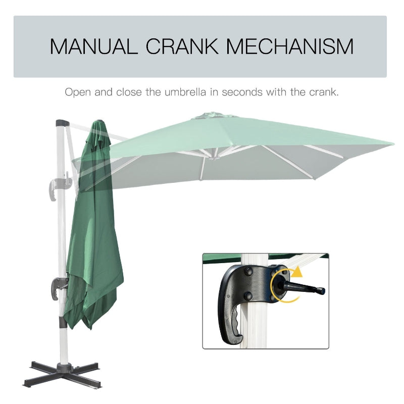 Square Garden Umbrella With Cross Base- Green