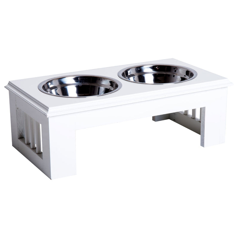 Pawhut Stainless Steel Pet Feeder, 43.7Lx24Wx15H cm-White