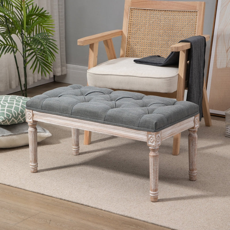 Bed End Stool Accent Bench - Grey