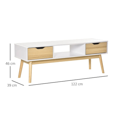 Wooden Base Multi-Storage TV Stand - White