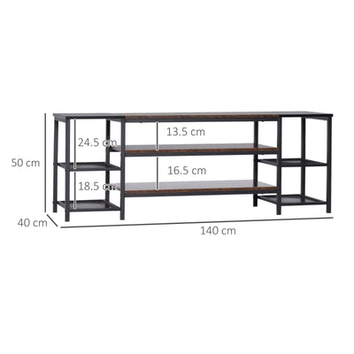 Industrial-Style Open Shelf TV Stand - Black