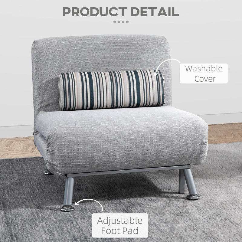 Adjustable Back Futon Sofa Chair - Grey