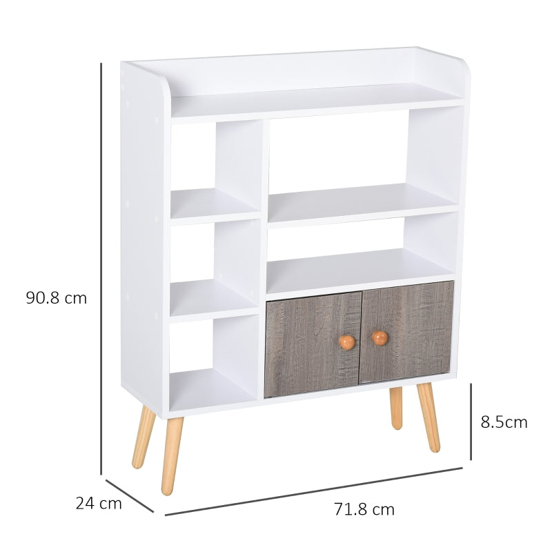 Multi-Shelf Modern Bookcase Freestanding Storage  White