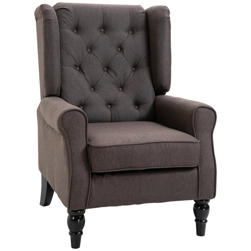 Vintage-Style Wingback Armchair - Brown