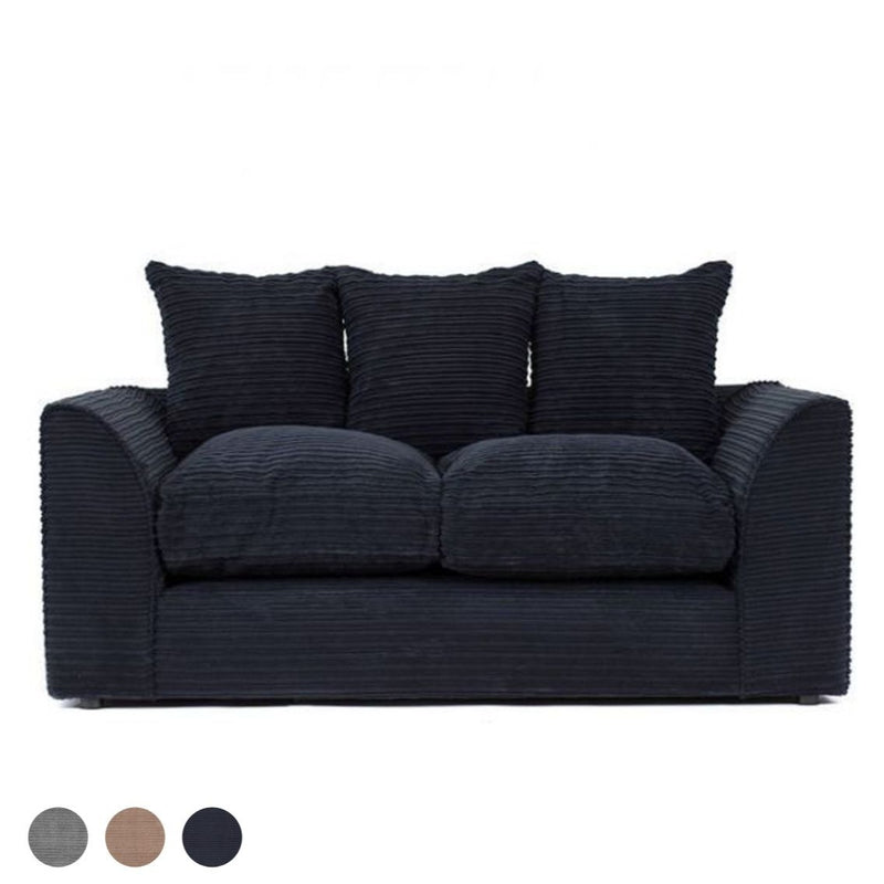 Porto Jumbo Cord 2 Seater Sofa - Black