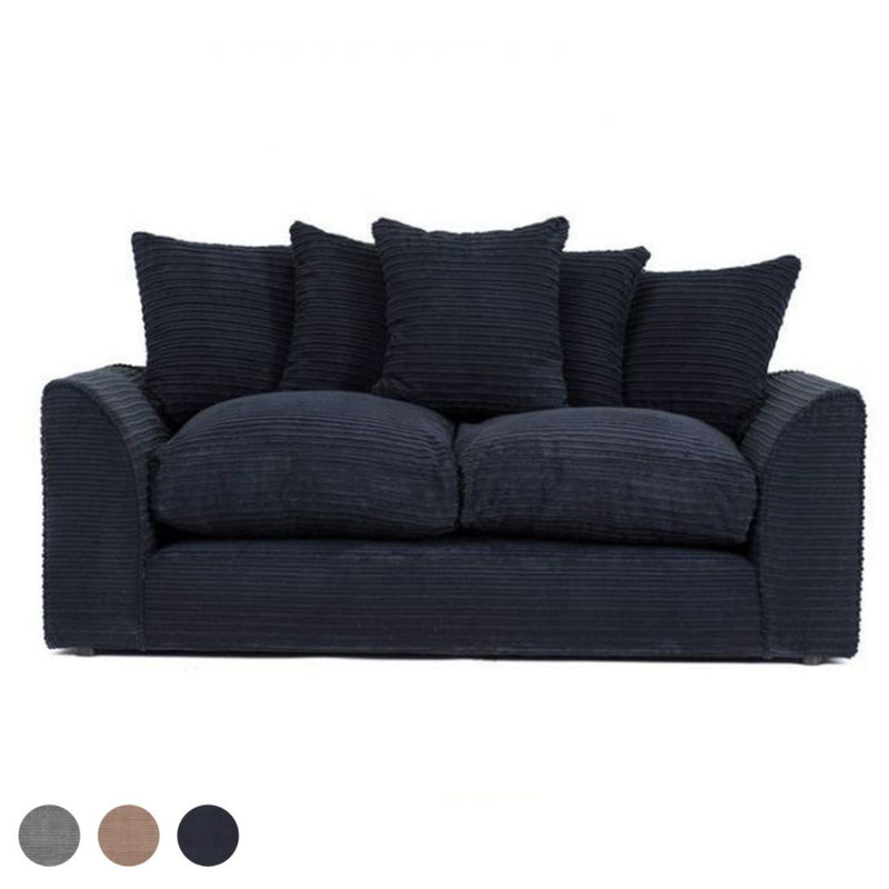 Porto Jumbo Cord 3 Seater Sofa - Black