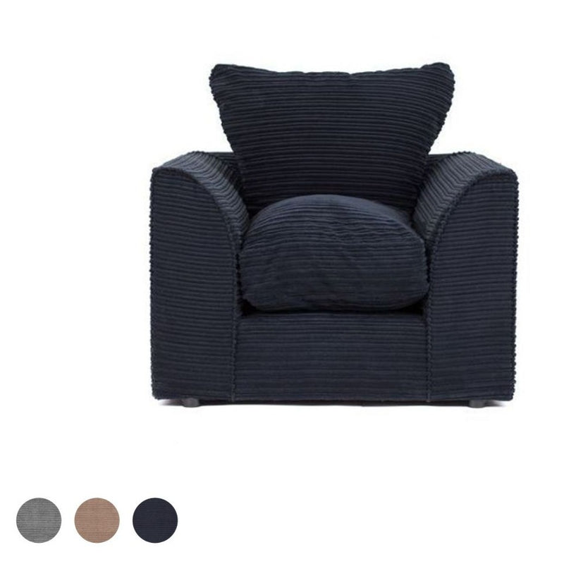 Porto Jumbo Cord Armchair - Black