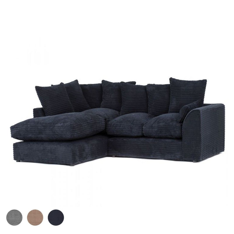 Porto Jumbo Cord Corner Sofa - Black