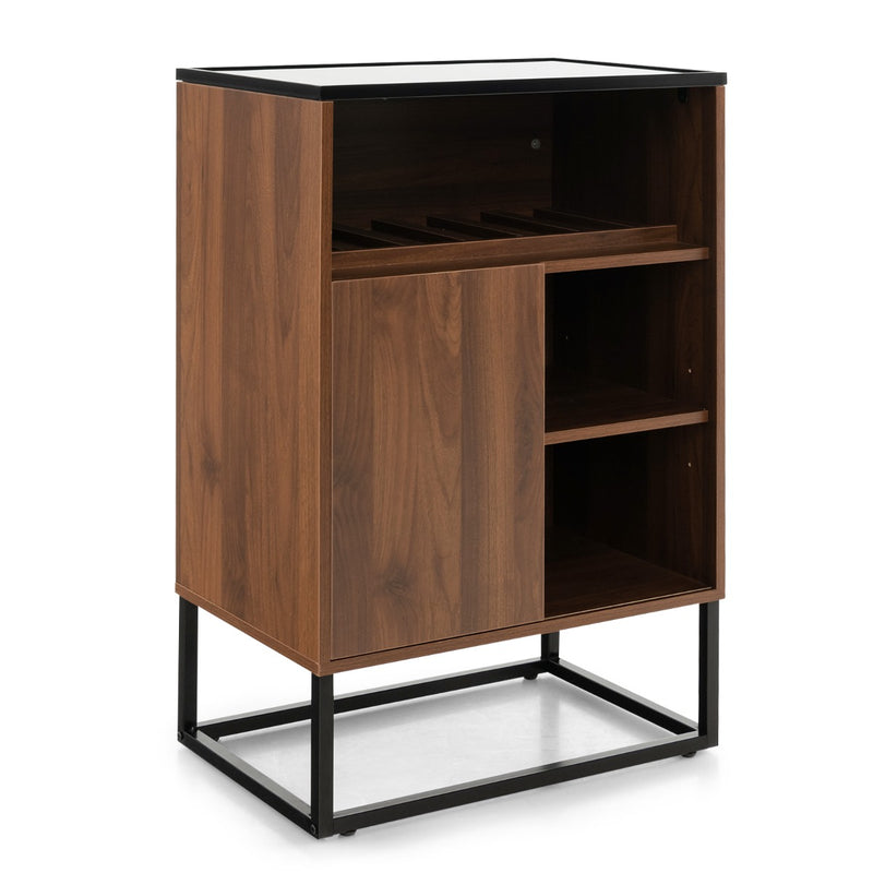 Freestanding Wine Cabinet with Tempered Glass Top