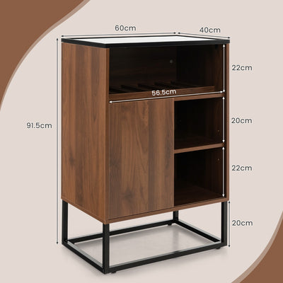 Freestanding Wine Cabinet with Tempered Glass Top