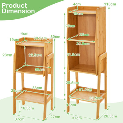 4 Tier Free Standing Tall Bamboo Bookshelf with Legs