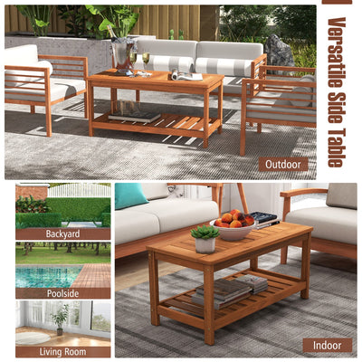 Patio Coffee Table with Solid Wood Structure