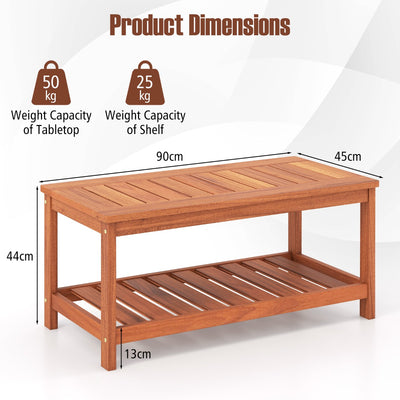 Patio Coffee Table with Solid Wood Structure