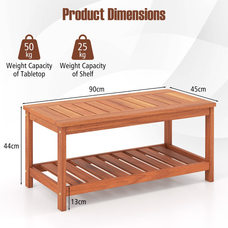 Patio Coffee Table with Solid Wood Structure