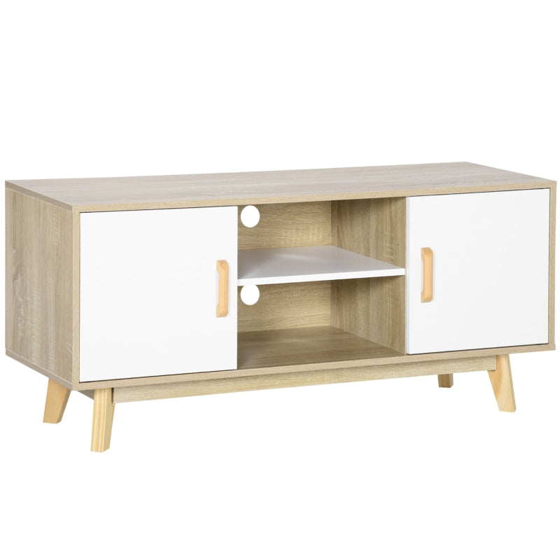 Wood-Effect TV Cabinet, With Storage - White