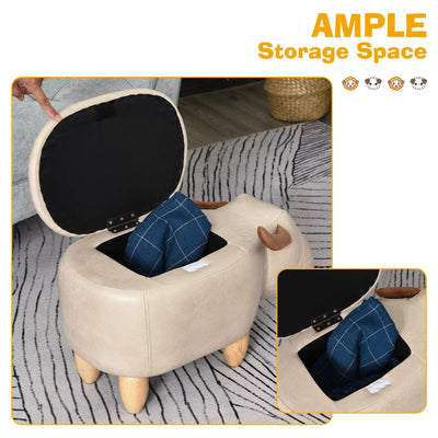 Animal Footstool Buffalo Storage - Ivory