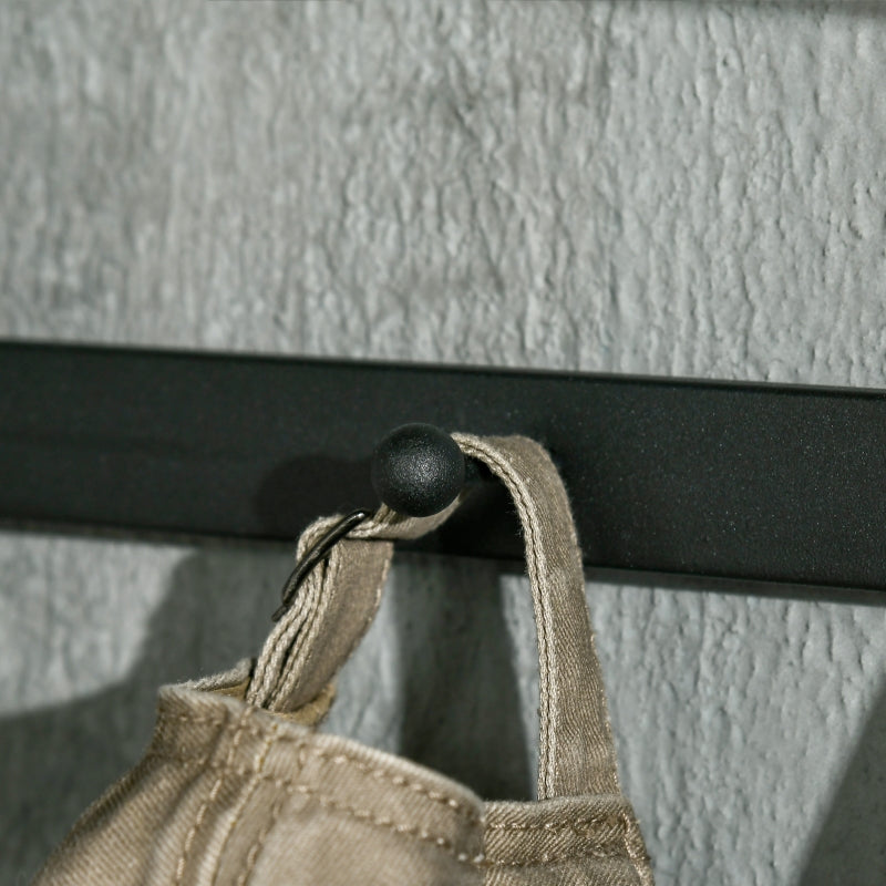 Industrial-Style Floating Wall Shelf, With Hooks And Rod