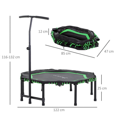 Mini Hexagon Steel Frame Trampoline, Adjustable Handle Green