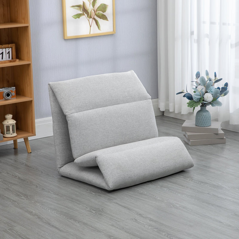 HOMCOM Adjustable Floor Chair with Back Support, Folding Chair Bed, Lazy Sofa Bed for Gaming, Meditation, Reading, Grey