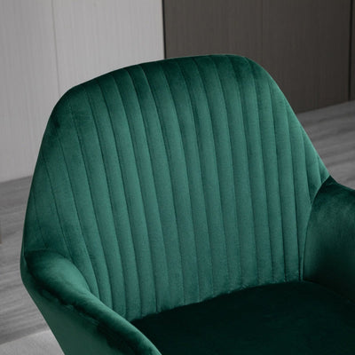 Modern Accent Chair Velvet Upholstered Lounge Armchair Metal Base Green