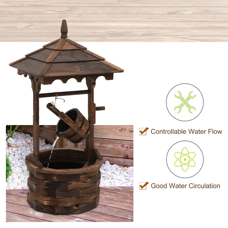 Wooden Garden Wishing Well Fountain Barrel Waterfall Rustic