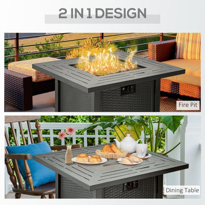 Square Propane Gas Fire Pit Table, Black