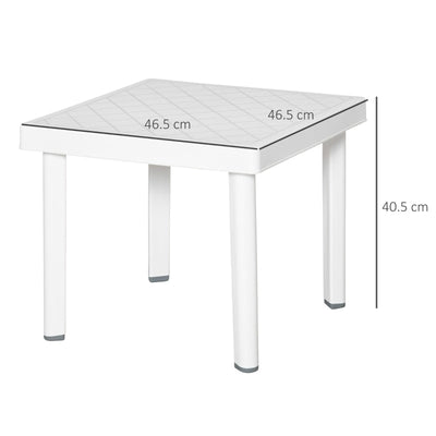 Outsunny Small Square Plastic Outdoor Table - White