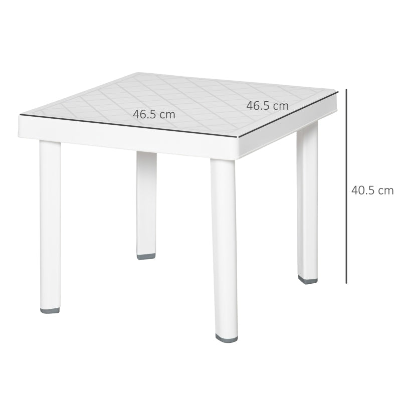 Outsunny Small Square Plastic Outdoor Table - White