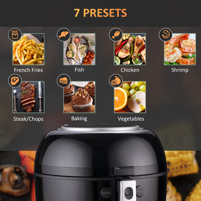 HOMCOM 7L Digital Air Fryer Oven with Air Fry, Roast, Broil, Bake, Dehydrate, 7 Presets, Rapid Air Circulation, 60-Minute Timer and Non-stick Basket