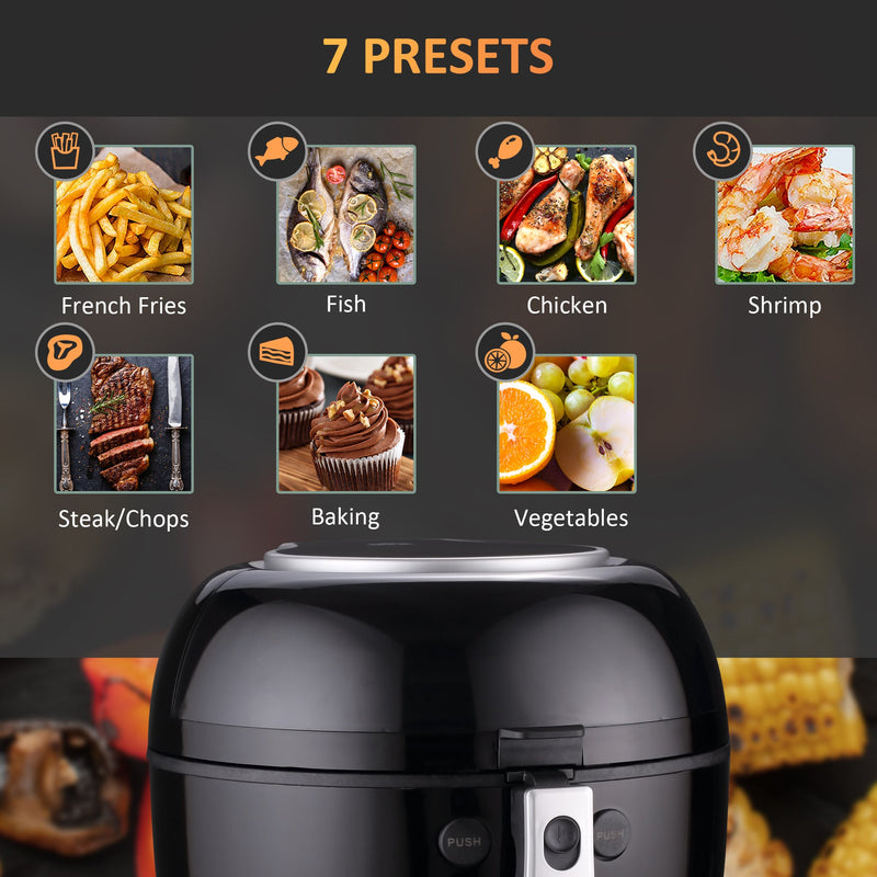 HOMCOM 7L Digital Air Fryer Oven with Air Fry, Roast, Broil, Bake, Dehydrate, 7 Presets, Rapid Air Circulation, 60-Minute Timer and Non-stick Basket