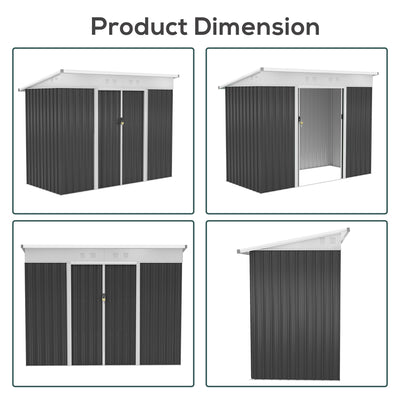 Outsunny 7.6 x 4.3ft Garden Storage Shed w/ Sliding Door Ventilation Window Sloped Roof Gardening Tool Storage Dark Grey