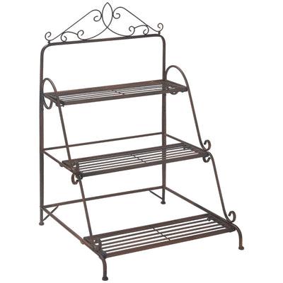 Soporte para plantas de metal estilo escalera de 3 niveles 