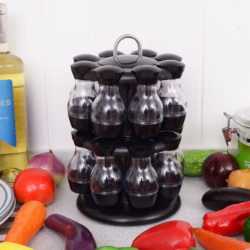 16 Jar Rotating Spice Rack Carousel Kitchen Storage Holder Revolving Herbs Stand