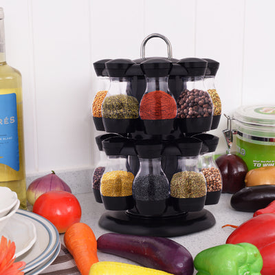 16 Jar Rotating Spice Rack Carousel Kitchen Storage Holder Revolving Herbs Stand