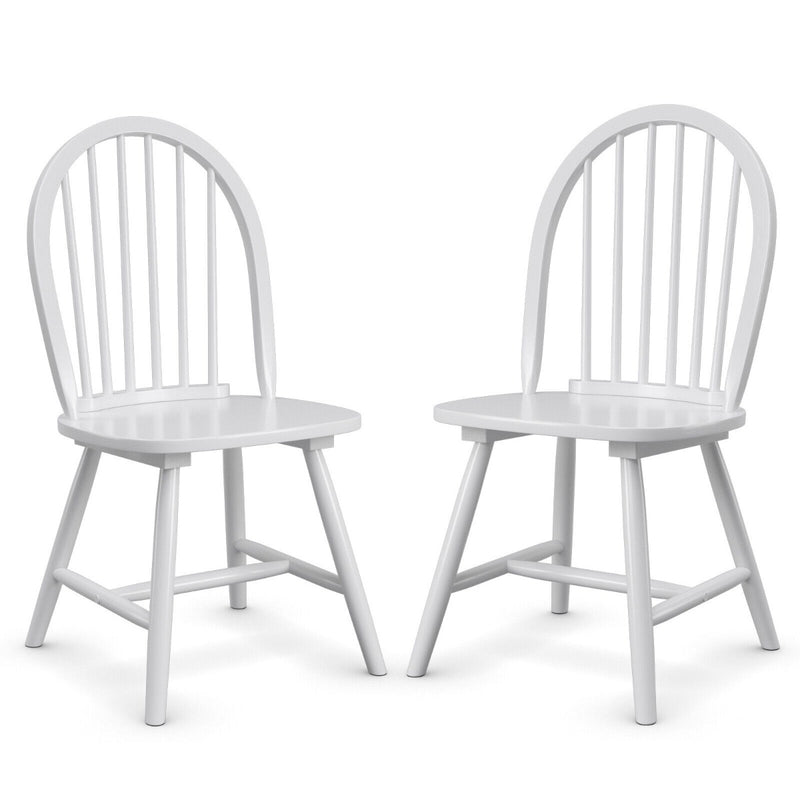 2 Piece Wooden Kitchen Dining chairs with High Spindle Back-White