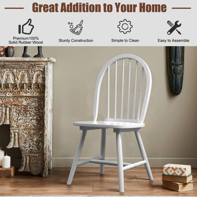 2 Piece Wooden Kitchen Dining chairs with High Spindle Back-White