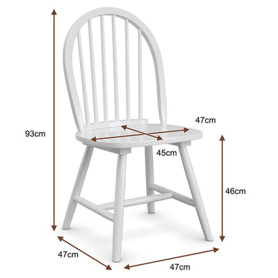 2 Piece Wooden Kitchen Dining chairs with High Spindle Back-White