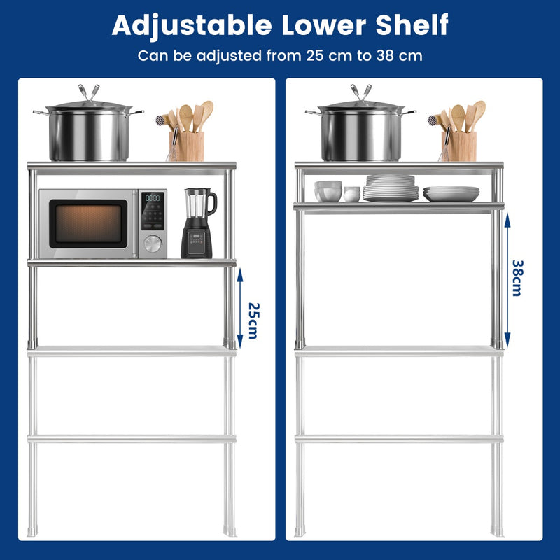 Estantería de acero inoxidable de 36 pulgadas con estante inferior ajustable y mesa de trabajo