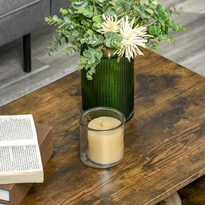 Coffee Table With Open Storage Shelves, Rustic Brown