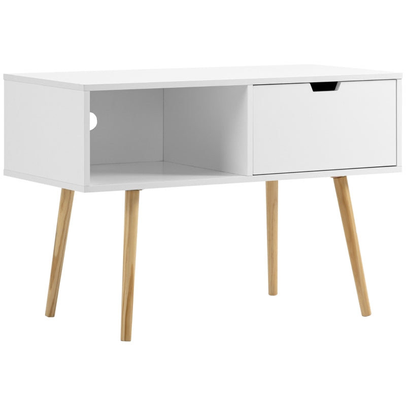 Boxy TV Stand, With Storage - White