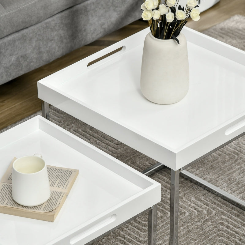 High Gloss Coffee Table Set 2, White