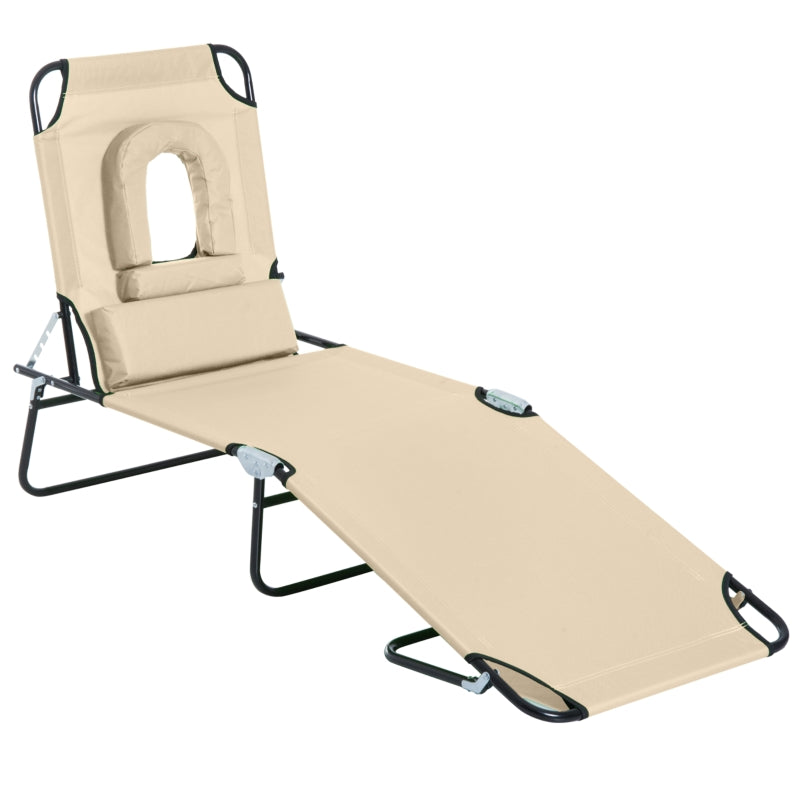 Lounger Foldable Reclining Chair - Beige