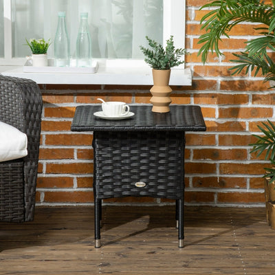 Rattan Side Table- Black