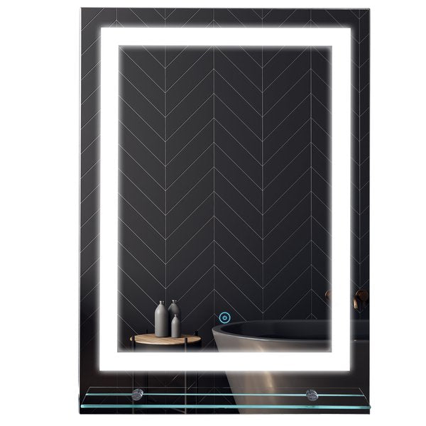 Glass Illuminated LED Edge Tall Bathroom Mirror  70L x 50W x 2.7Dcm. - Silver