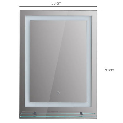 Glass Illuminated LED Edge Tall Bathroom Mirror  70L x 50W x 2.7Dcm. - Silver