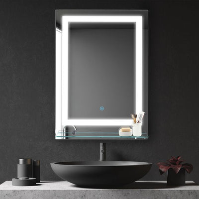 Glass Illuminated LED Edge Tall Bathroom Mirror  70L x 50W x 2.7Dcm. - Silver